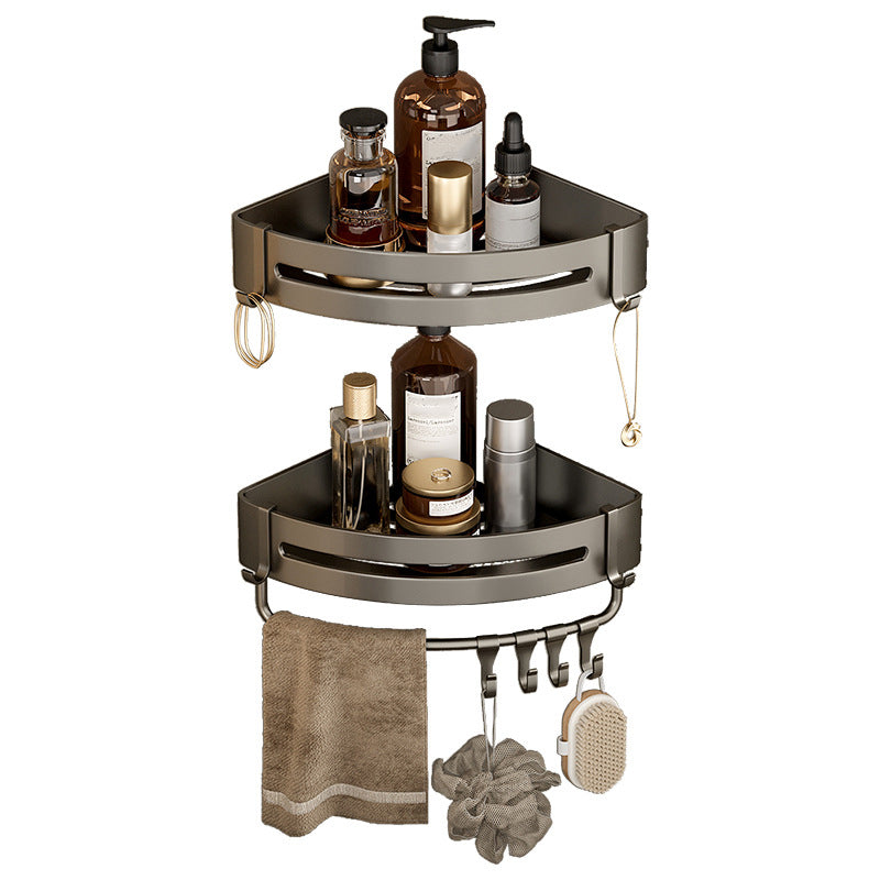 Modern Gray Metal Bath Accessory Set Shelf