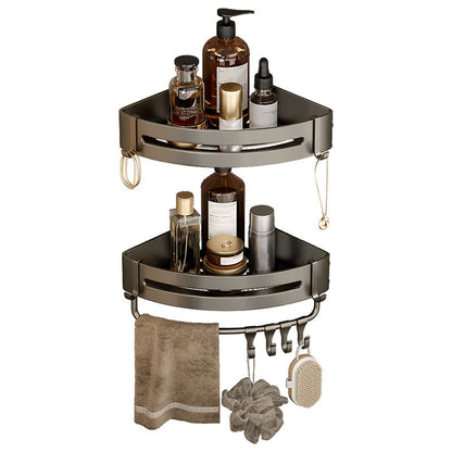 Modern Gray Metal Bath Accessory Set Shelf