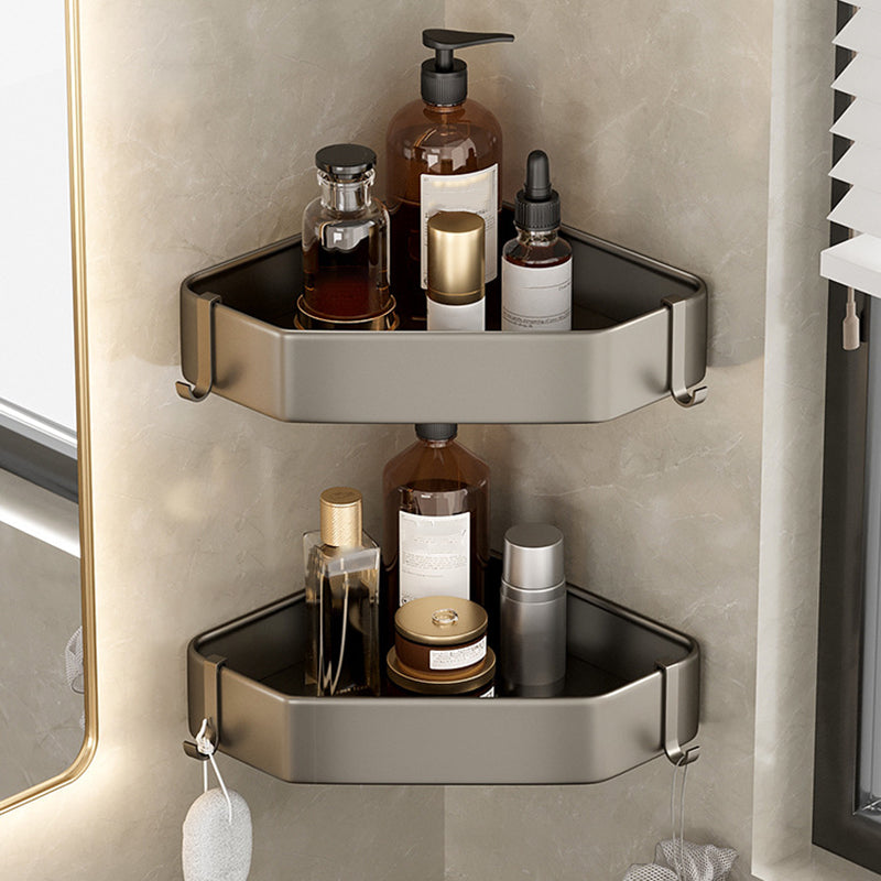 Modern Gray Metal Bath Accessory Set Shelf