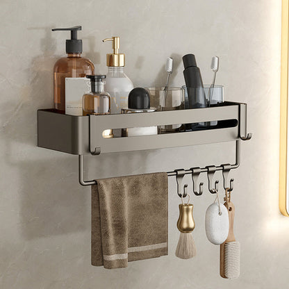 Modern Gray Metal Bath Accessory Set Shelf