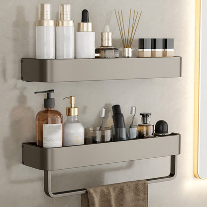 Modern Gray Metal Bath Accessory Set Shelf