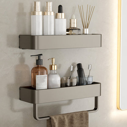 Modern Gray Metal Bath Accessory Set Shelf
