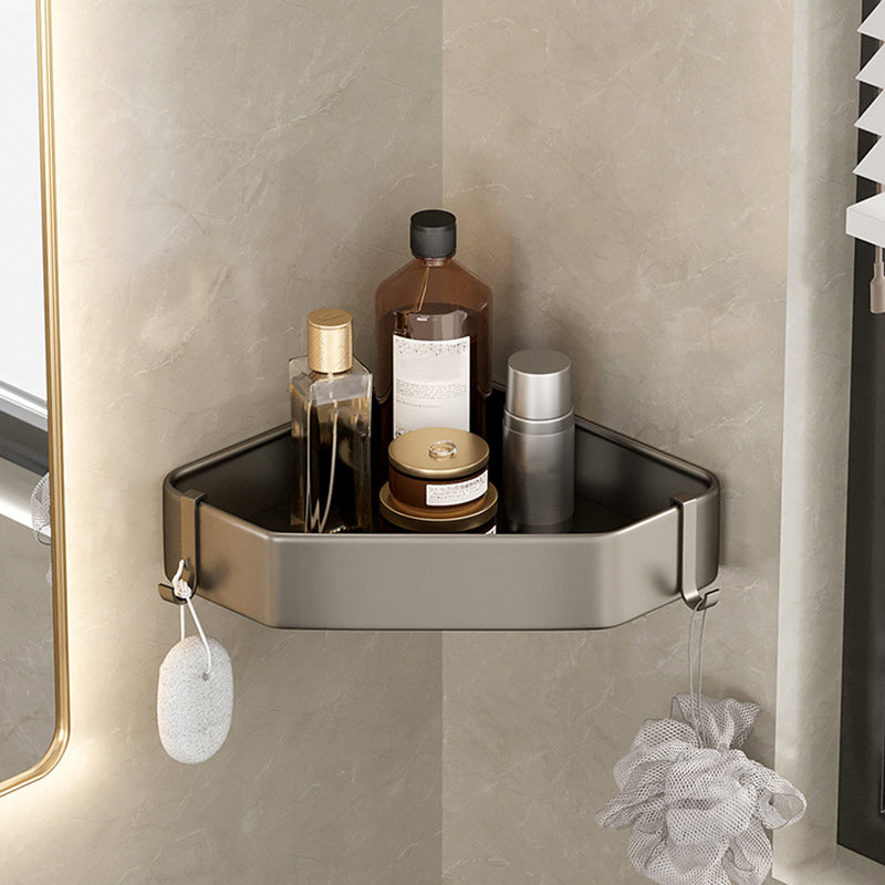Modern Gray Metal Bath Accessory Set Shelf