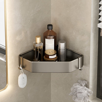 Modern Gray Metal Bath Accessory Set Shelf