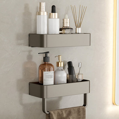 Modern Gray Metal Bath Accessory Set Shelf