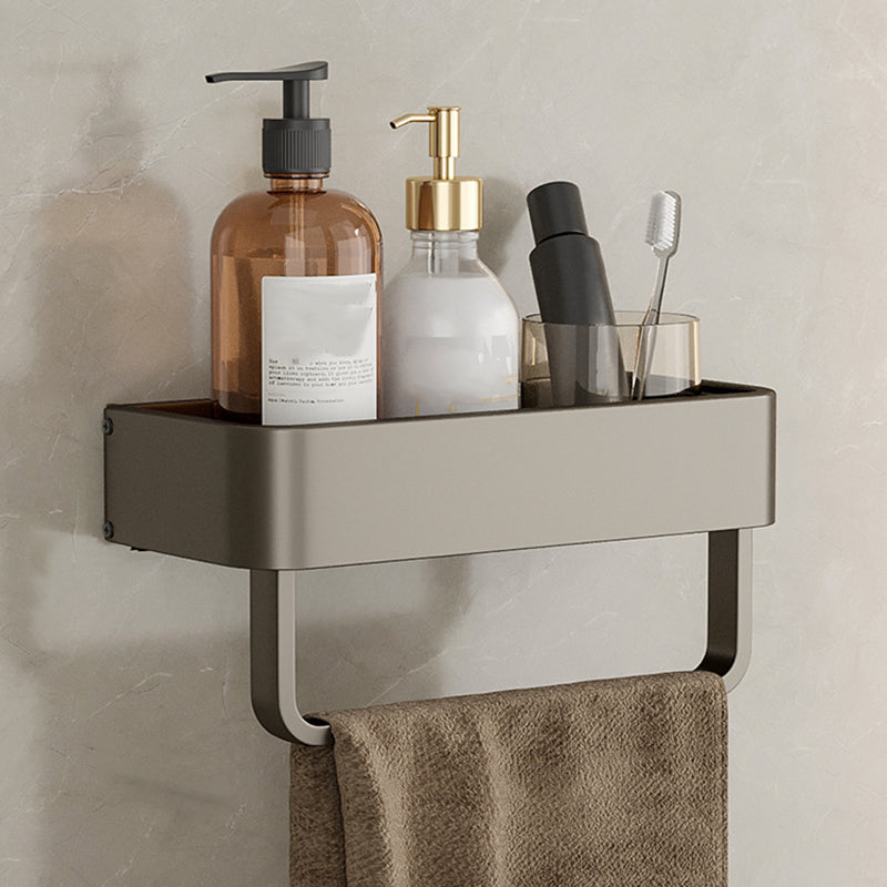 Modern Gray Metal Bath Accessory Set Shelf