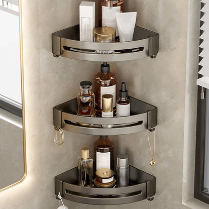 Modern Gray Metal Bath Accessory Set Shelf