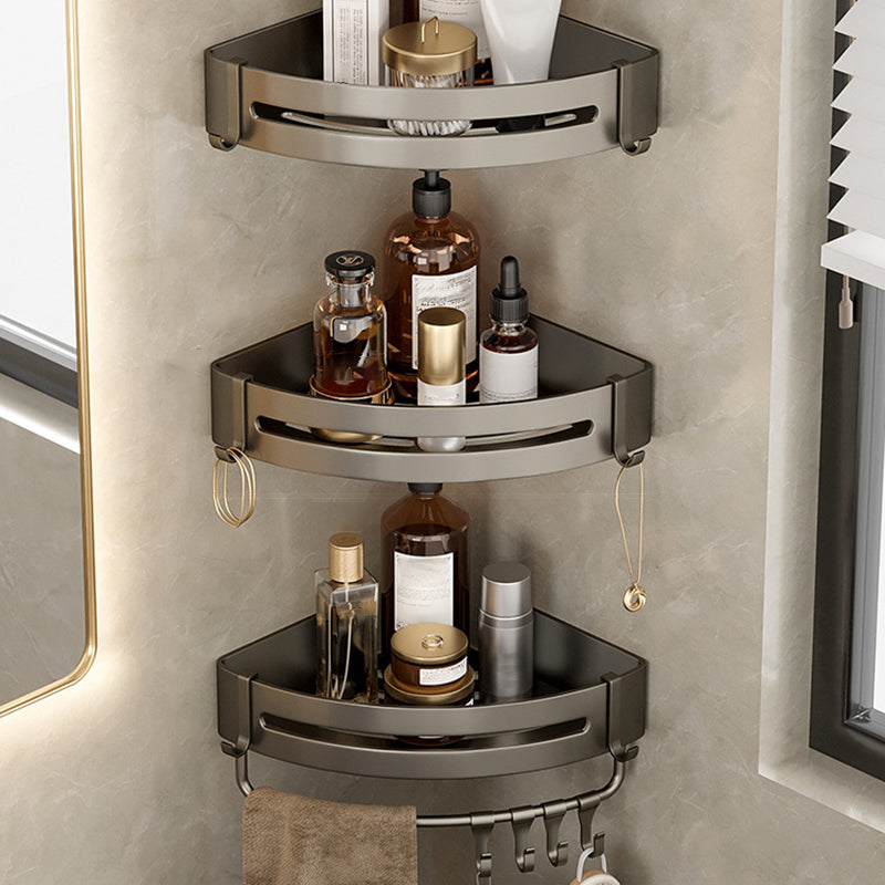 Modern Gray Metal Bath Accessory Set Shelf