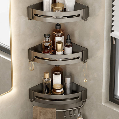 Modern Gray Metal Bath Accessory Set Shelf