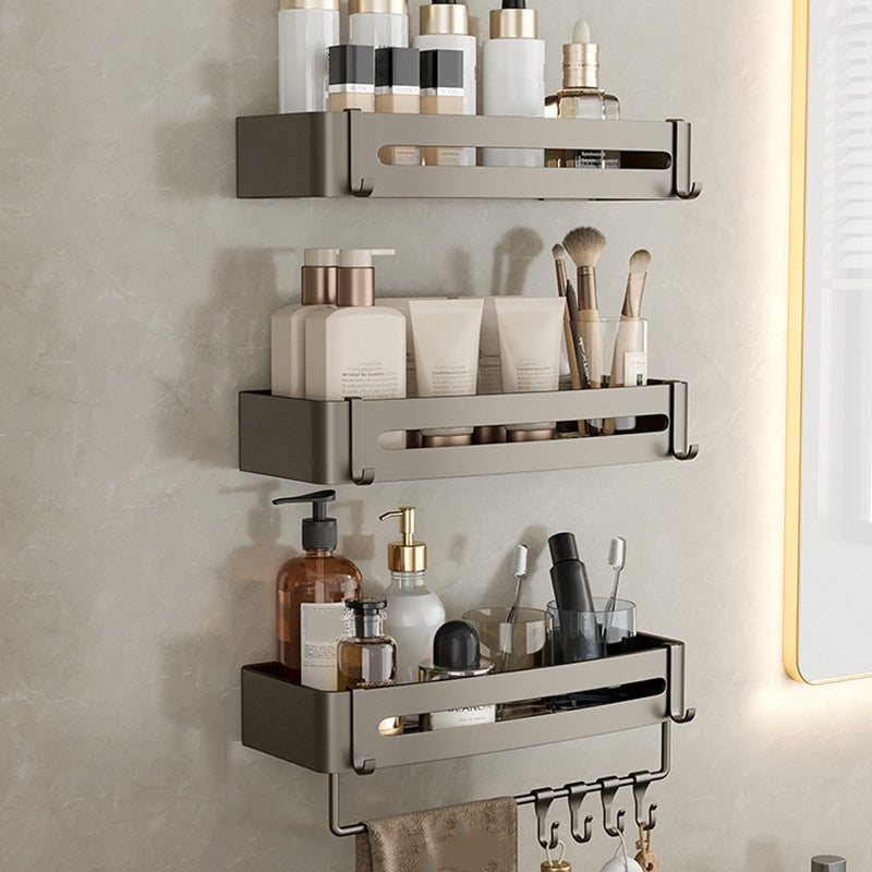 Modern Gray Metal Bath Accessory Set Shelf