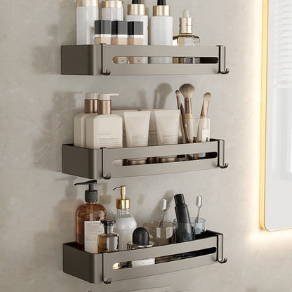 Modern Gray Metal Bath Accessory Set Shelf