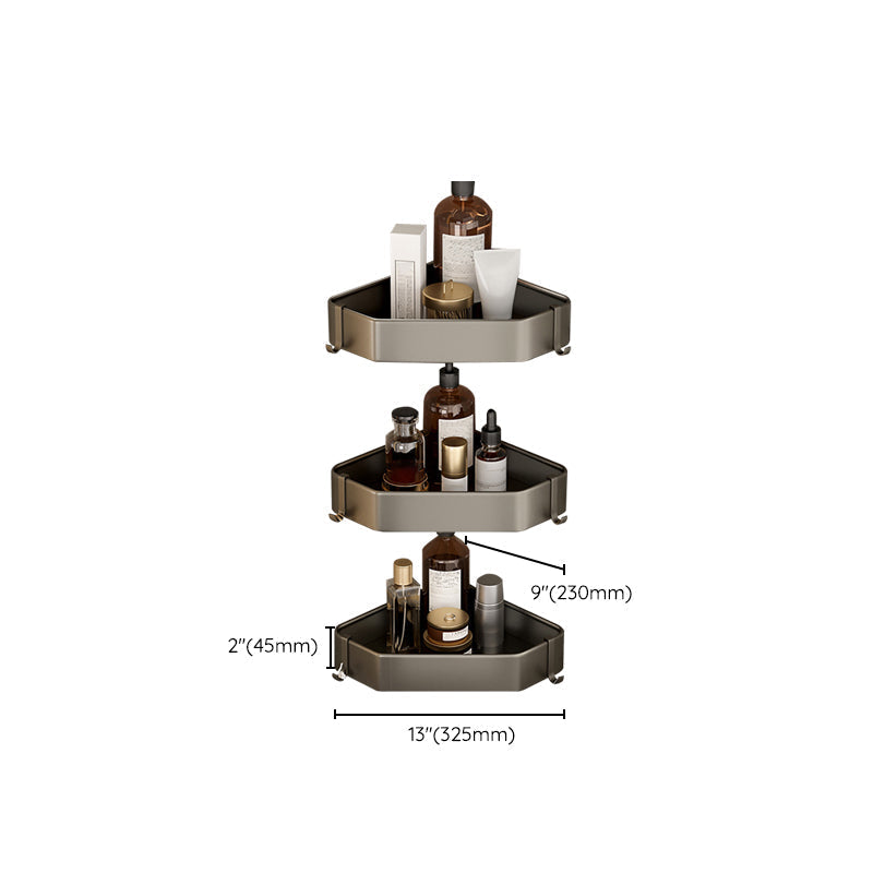 Modern Gray Metal Bath Accessory Set Shelf