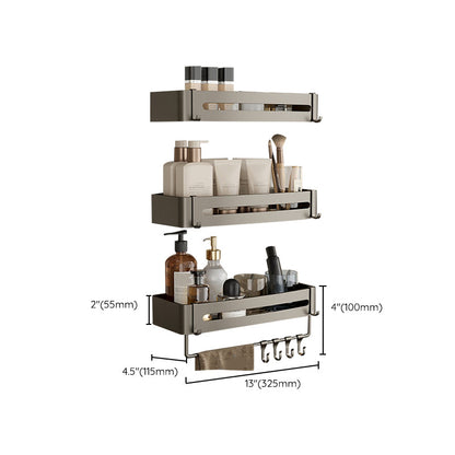 Modern Gray Metal Bath Accessory Set Shelf