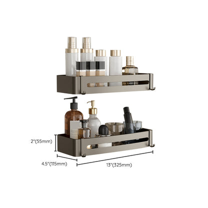 Modern Gray Metal Bath Accessory Set Shelf