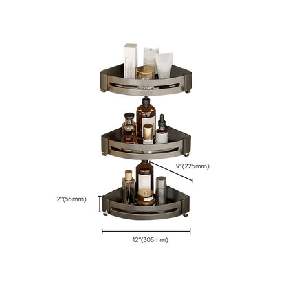 Modern Gray Metal Bath Accessory Set Shelf