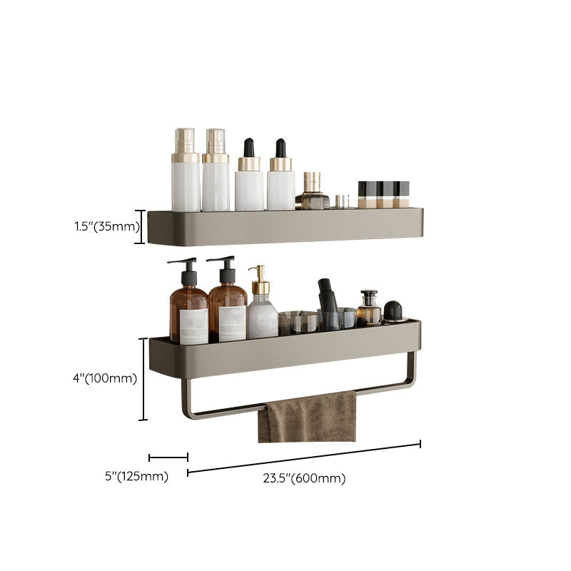Modern Gray Metal Bath Accessory Set Shelf