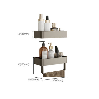 Modern Gray Metal Bath Accessory Set Shelf
