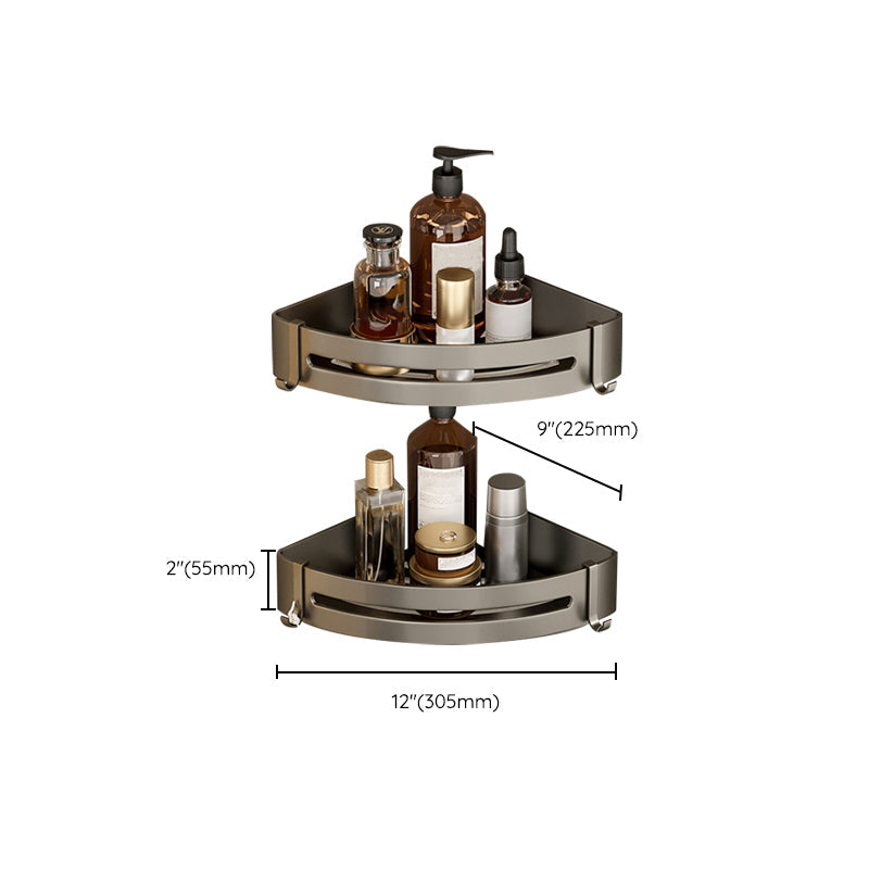 Modern Gray Metal Bath Accessory Set Shelf