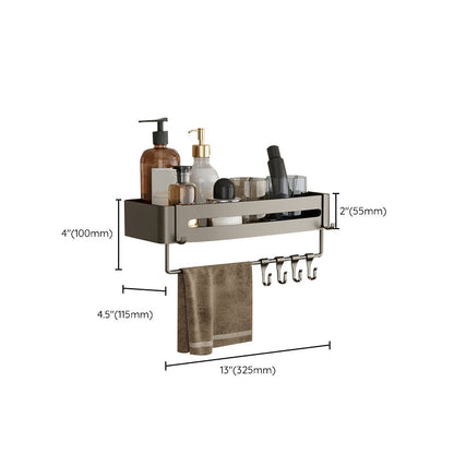 Modern Gray Metal Bath Accessory Set Shelf