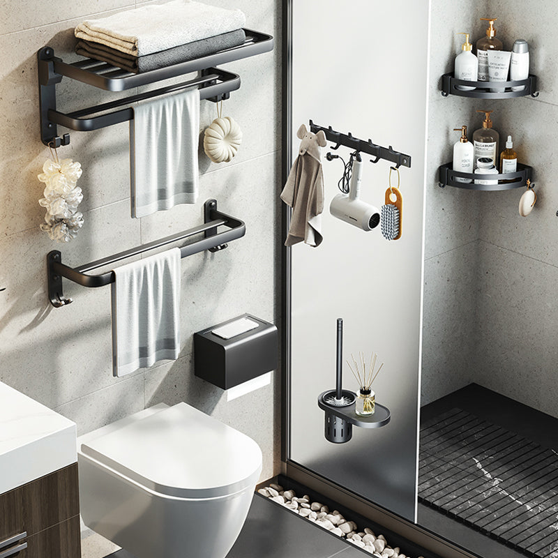 Modern Black Bathroom Accessory Set with Towel Bar