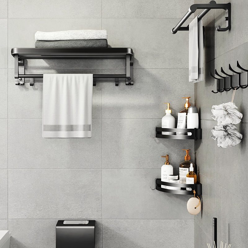 Modern Black Bathroom Accessory Set with Towel Bar