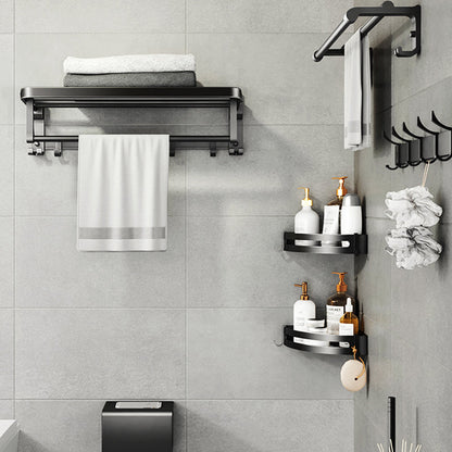 Modern Black Bathroom Accessory Set with Towel Bar