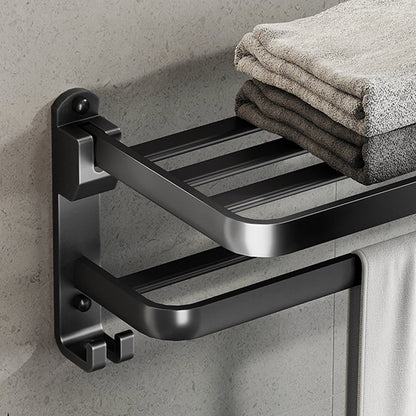 Modern Black Bathroom Accessory Set with Towel Bar
