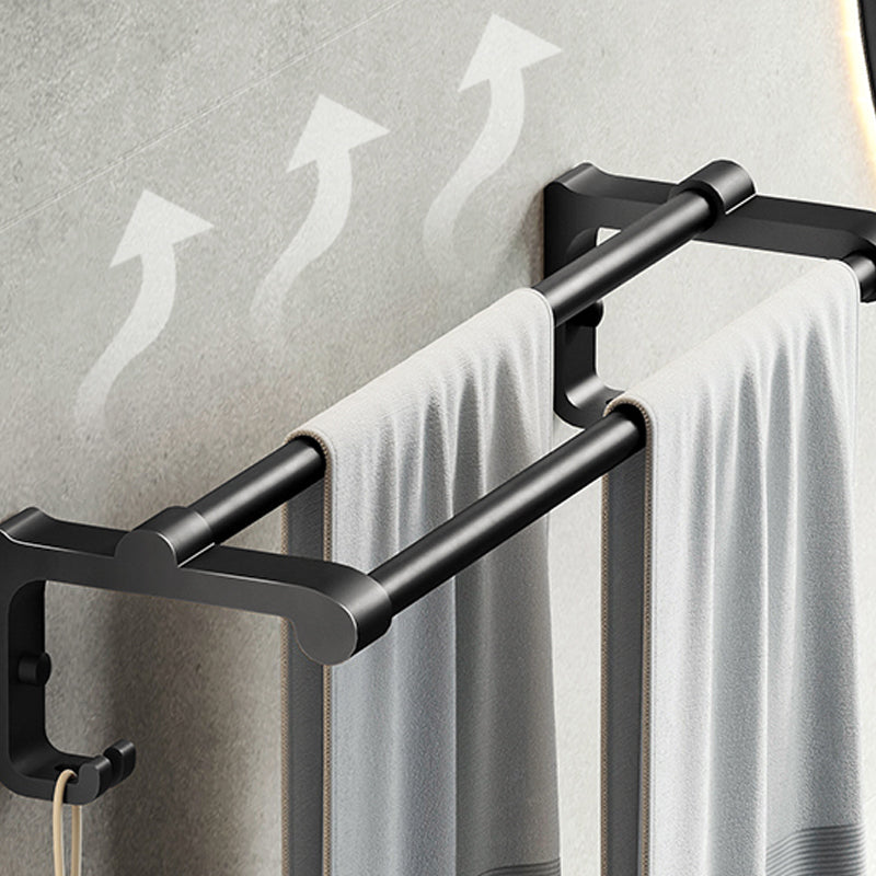 Modern Black Bathroom Accessory Set with Towel Bar