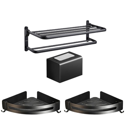 Modern Black Bathroom Accessory Set with Towel Bar