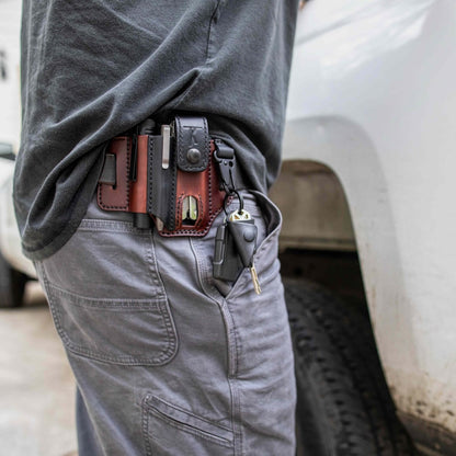 Durable Leather Multitool Pouch Belt