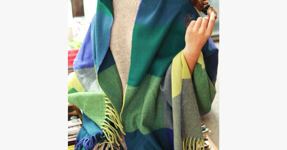 Plaid Wool Scarf and Shawl - Multiple Colors