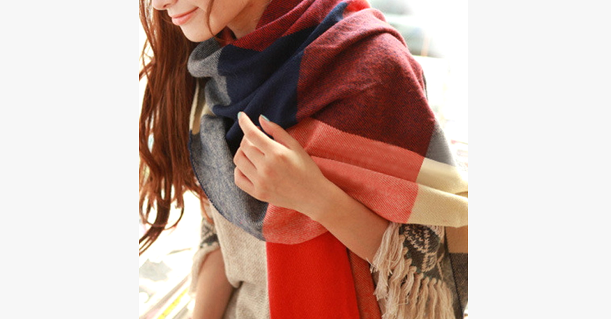 Plaid Wool Scarf and Shawl - Multiple Colors