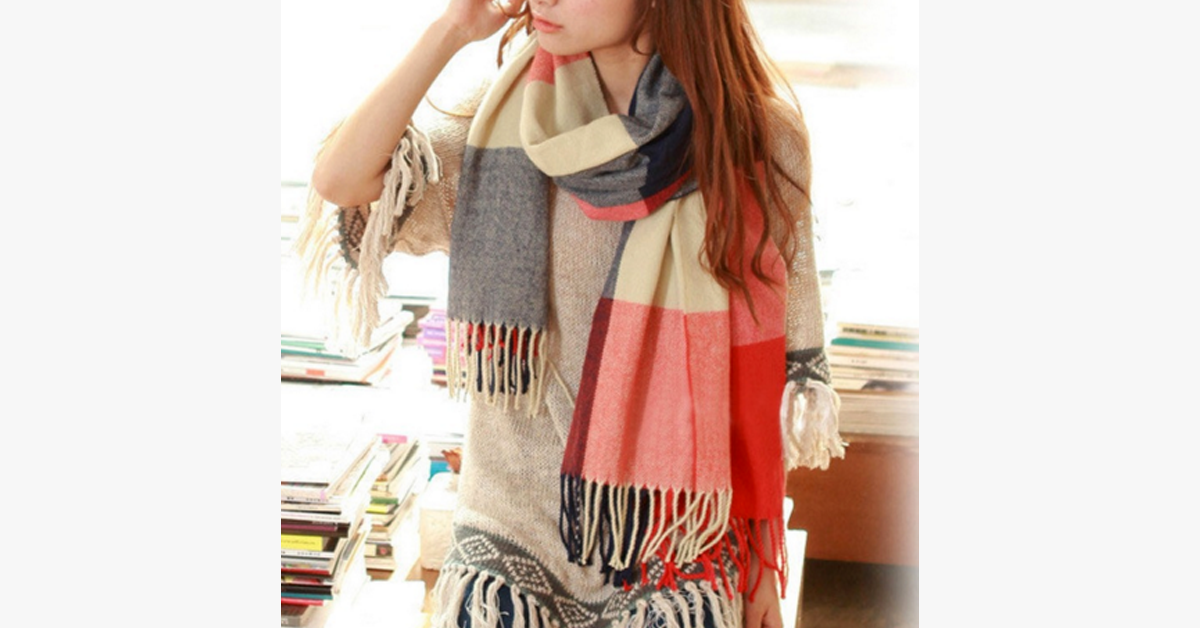 Plaid Wool Scarf and Shawl - Multiple Colors