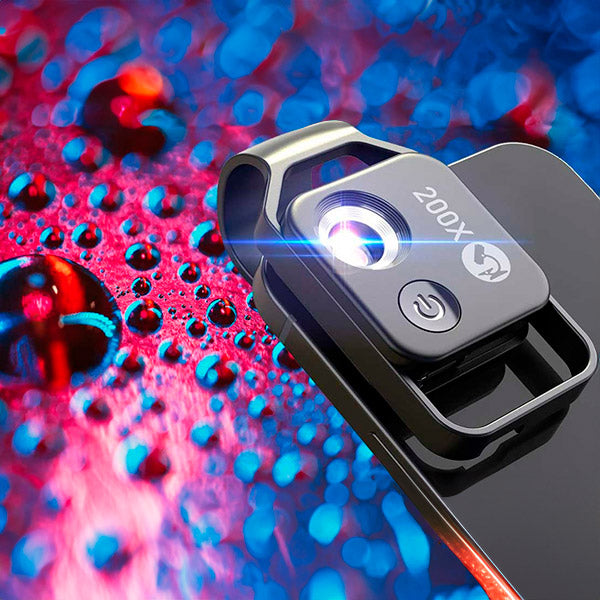 Portable Phone Microscope with 200x Zoom and LED Light