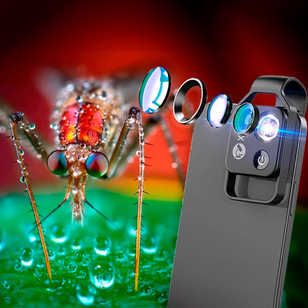 Portable Phone Microscope with 200x Zoom and LED Light