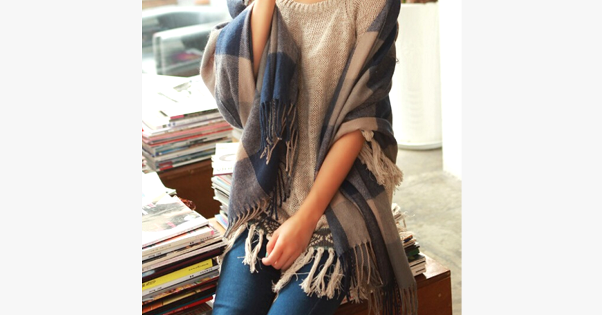 Plaid Wool Scarf and Shawl - Multiple Colors