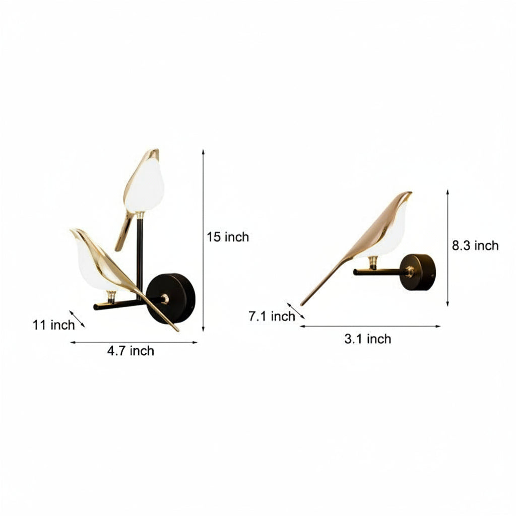 Modern Metal Bird LED Wall Light Adjustable Arm