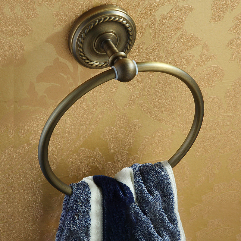 Vintage Brass Bathroom Accessory Set with Shelf and Towel Bar