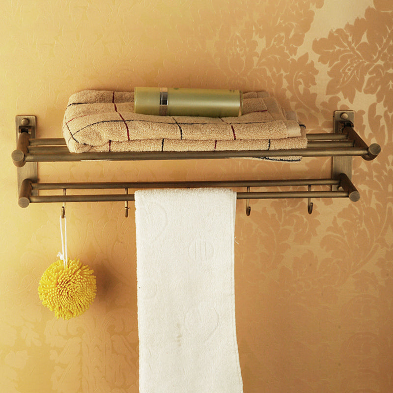Vintage Brass Bathroom Accessory Set with Shelf and Towel Bar