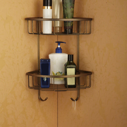 Vintage Brass Bathroom Accessory Set with Shelf and Towel Bar