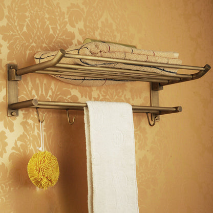 Vintage Brass Bathroom Accessory Set with Shelf and Towel Bar