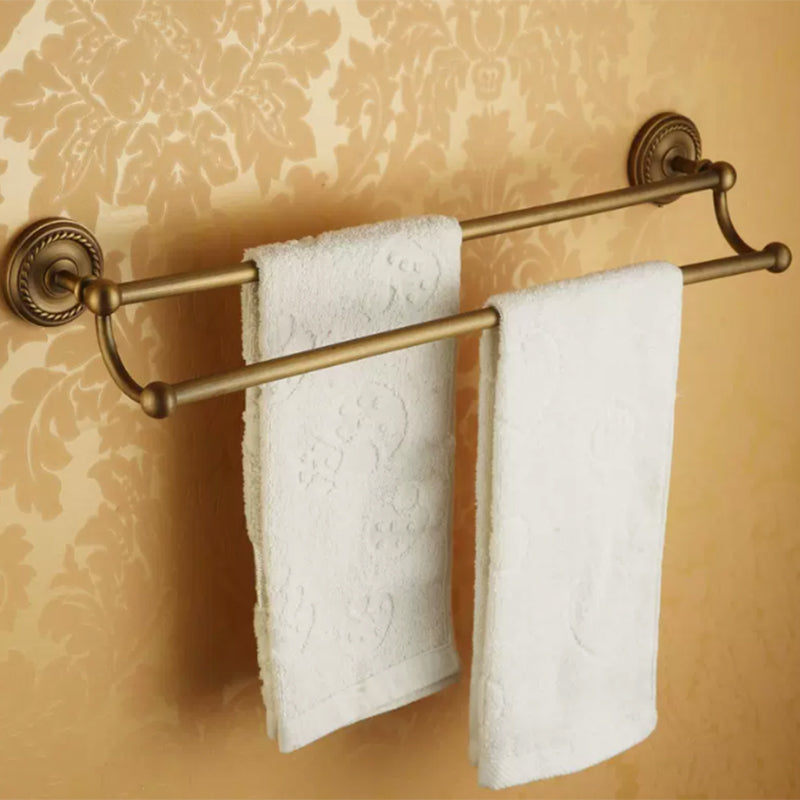 Vintage Brass Bathroom Accessory Set with Shelf and Towel Bar