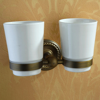 Vintage Brass Bathroom Accessory Set with Shelf and Towel Bar