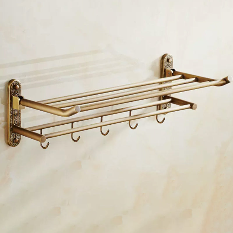 Vintage Brass Bathroom Accessory Set with Shelf and Towel Bar