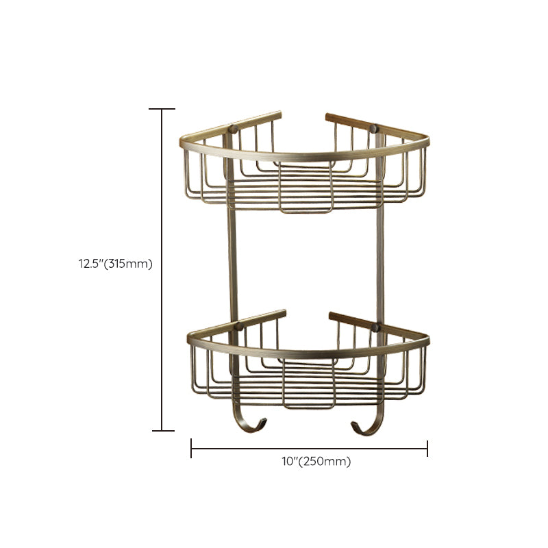 Vintage Brass Bathroom Accessory Set with Shelf and Towel Bar
