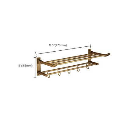 Vintage Brass Bathroom Accessory Set with Shelf and Towel Bar
