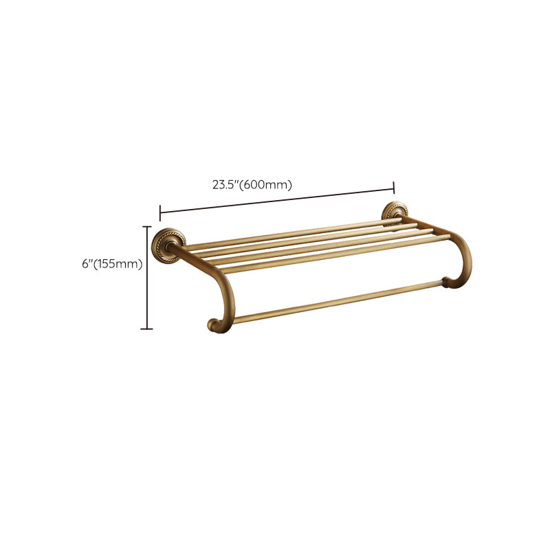 Vintage Brass Bathroom Accessory Set with Shelf and Towel Bar