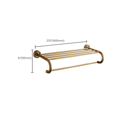Vintage Brass Bathroom Accessory Set with Shelf and Towel Bar