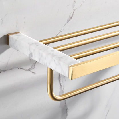Luxury Gold Bathroom Accessory Set Marble & Metal