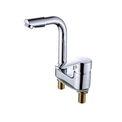 Chrome Finish Bathroom Sink Faucet with Rotating Spout
